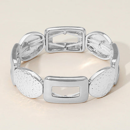 Chunky Geometric Metal Beaded Stretch Bracelet
