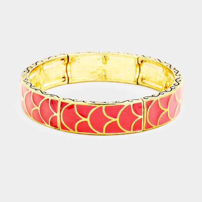 Enamel Abstract Pattern Stretch Bracelet