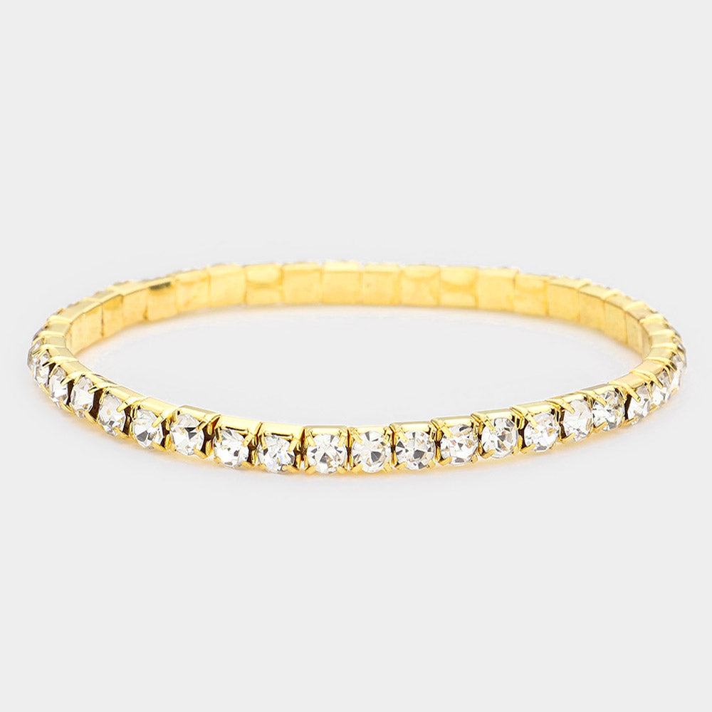 Women's 1-Row Crystal Rhinestone Stretchable Bracelet