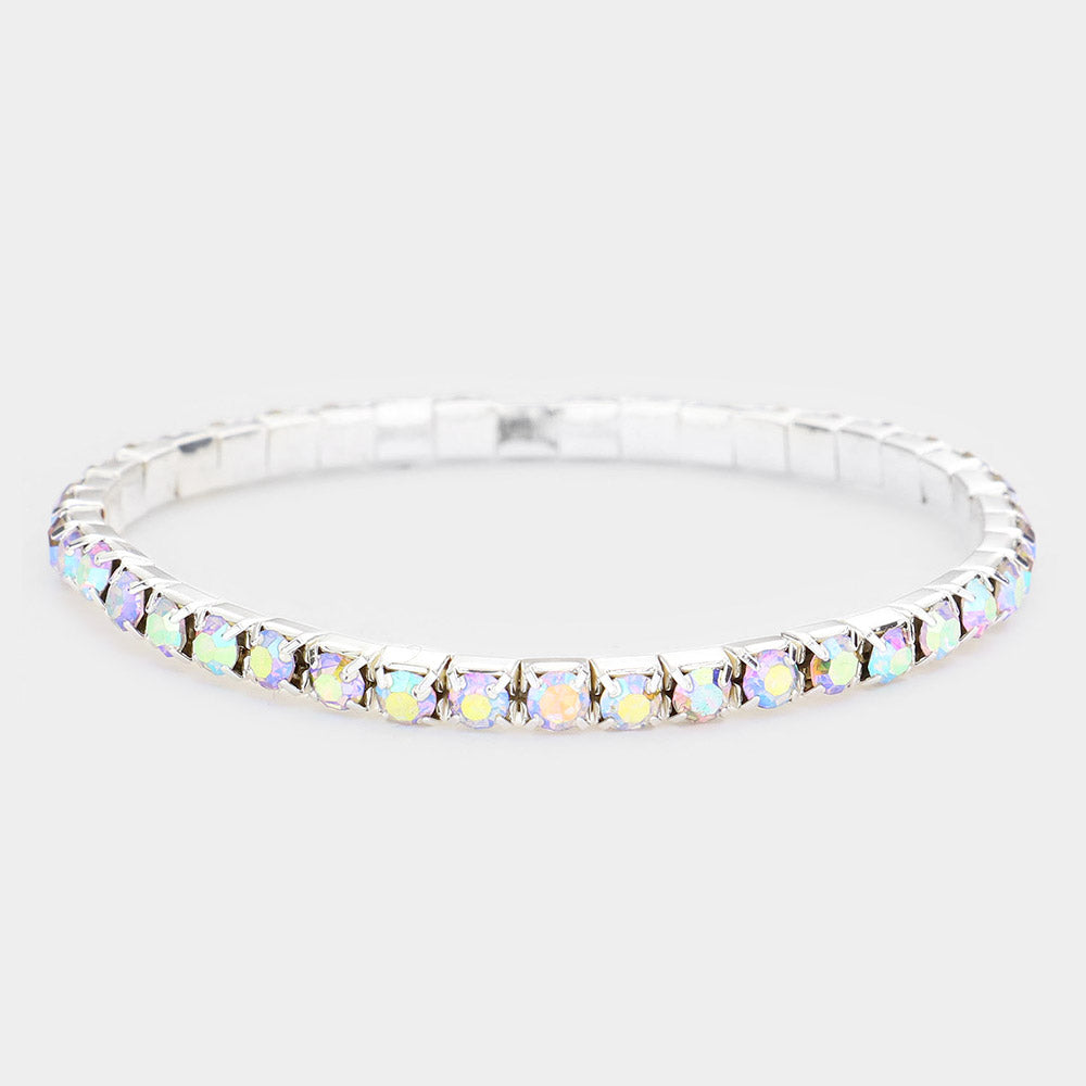 Women's 1-Row Crystal Rhinestone Stretchable Bracelet
