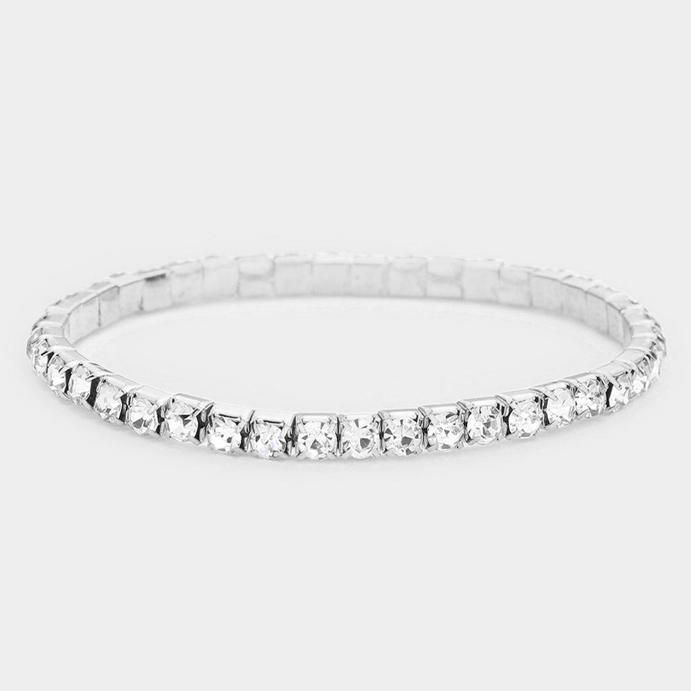 Women's 1-Row Crystal Rhinestone Stretchable Bracelet