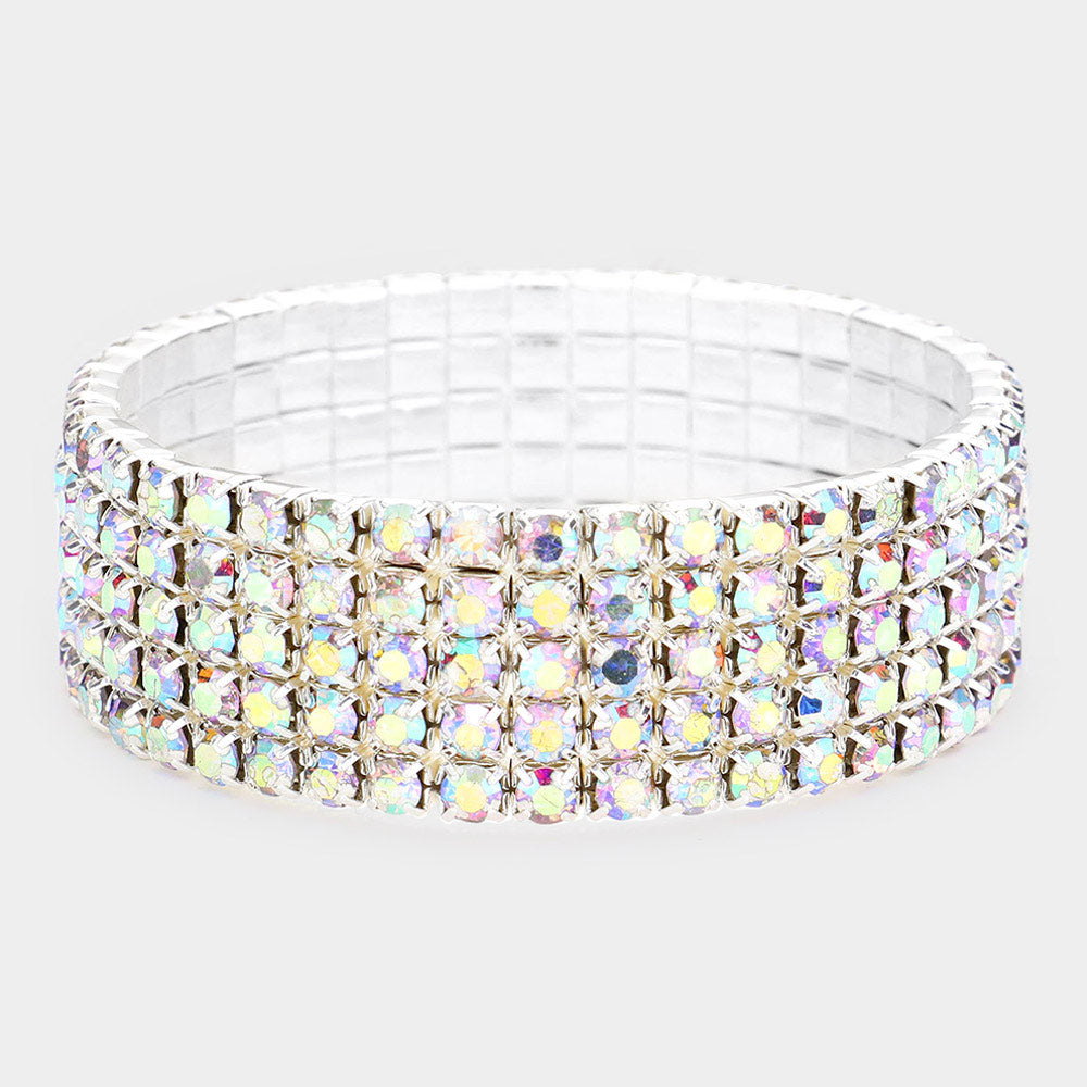 5-Row Crystal Rhinestone Stretchable Bracelet