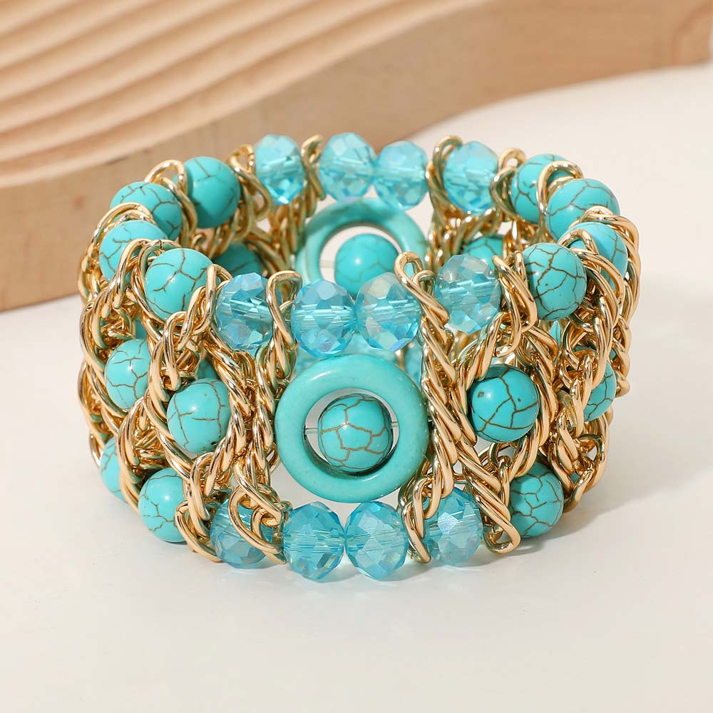 Bold Multi Strand Beaded Stretch Bracelet