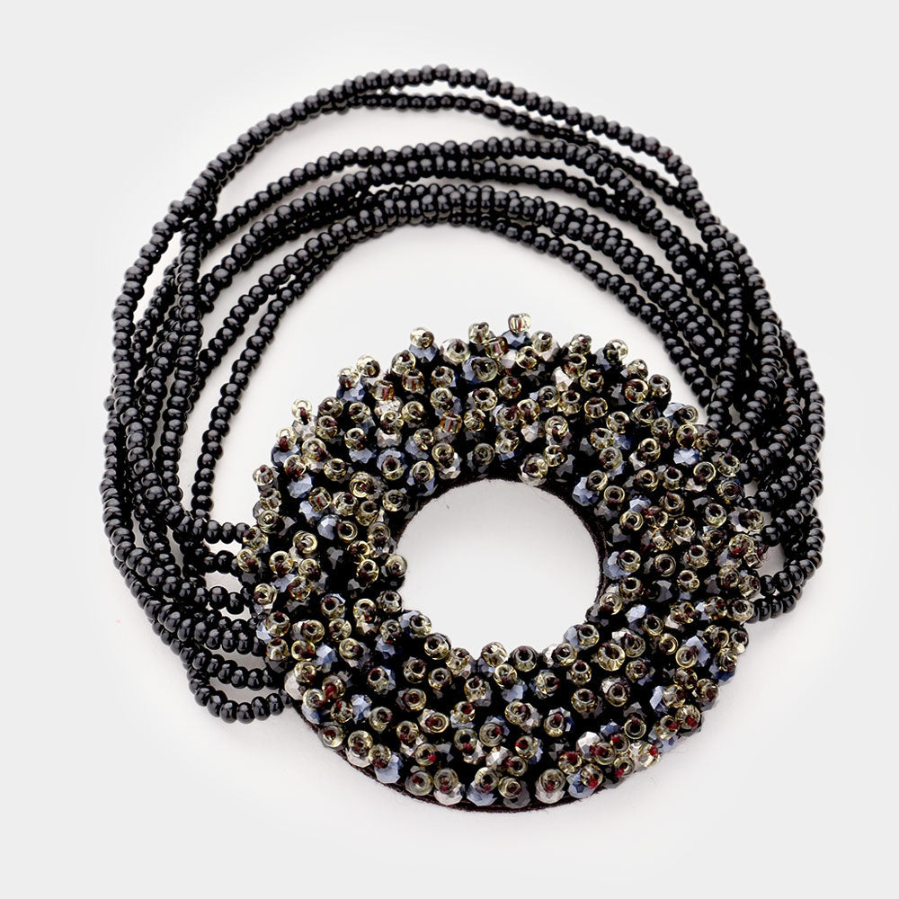 Faceted Bead Open Circle Bracelet