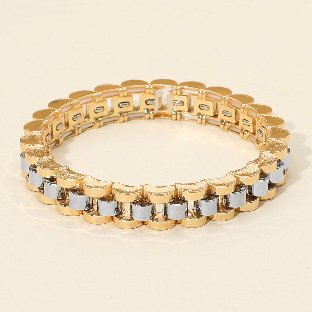 Bold Metal Link Chain Stretch Bracelet