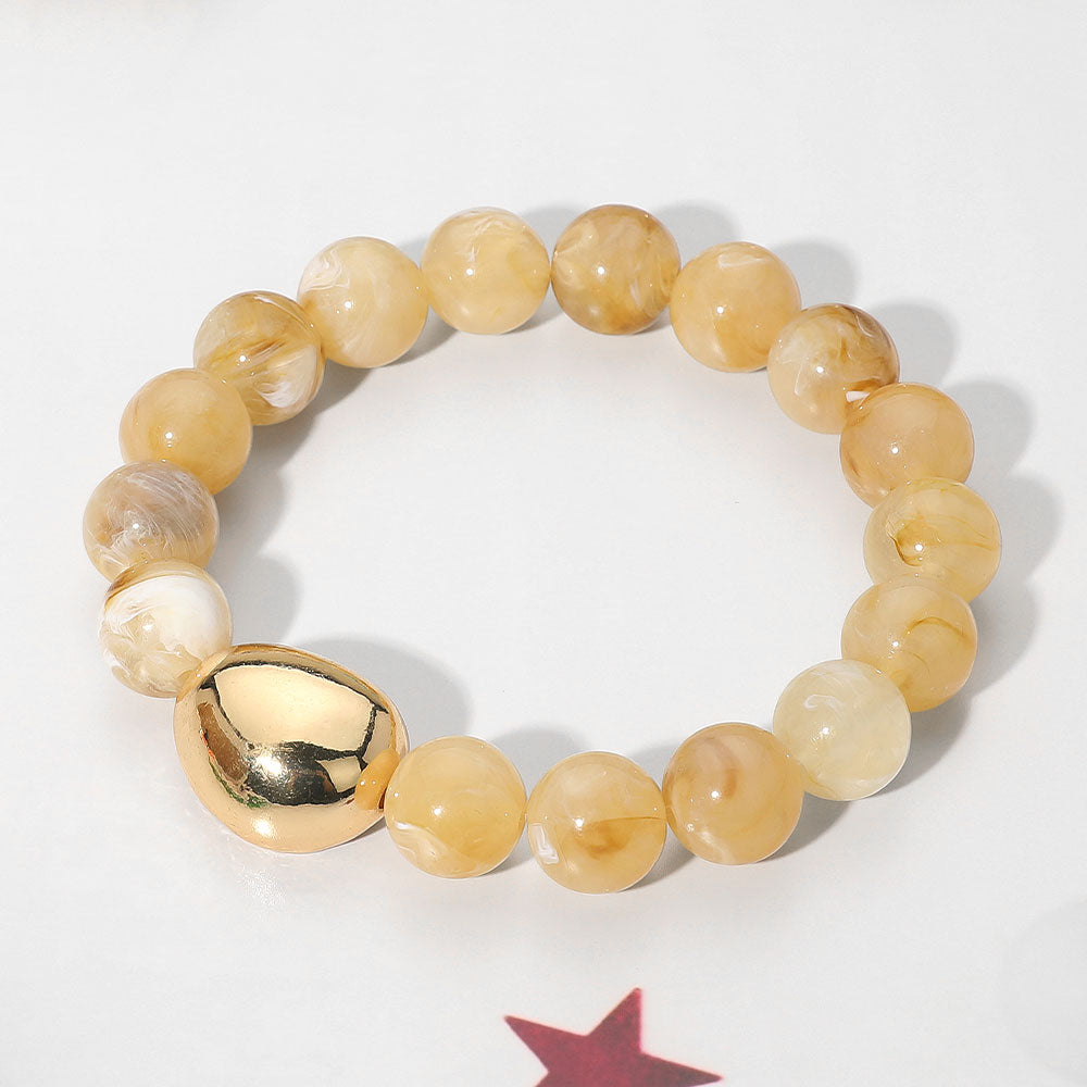 Marbled Resin Ball Beaded Stretch Bracelet