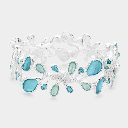Colored Metal Sprout Cluster Stretch Bracelet