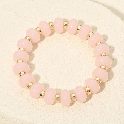 Resin Round Beaded Stretch Bracelet