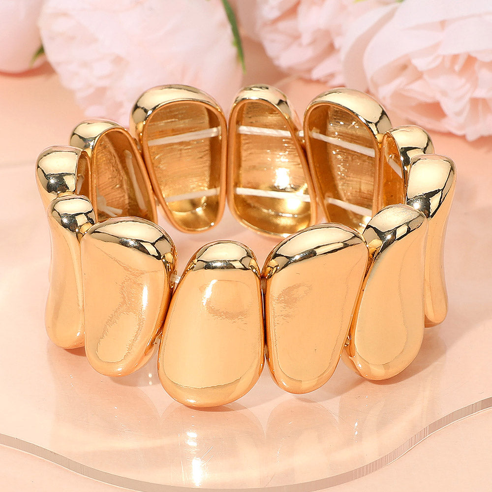Bold Metal Sculpted Stretch Bracelet