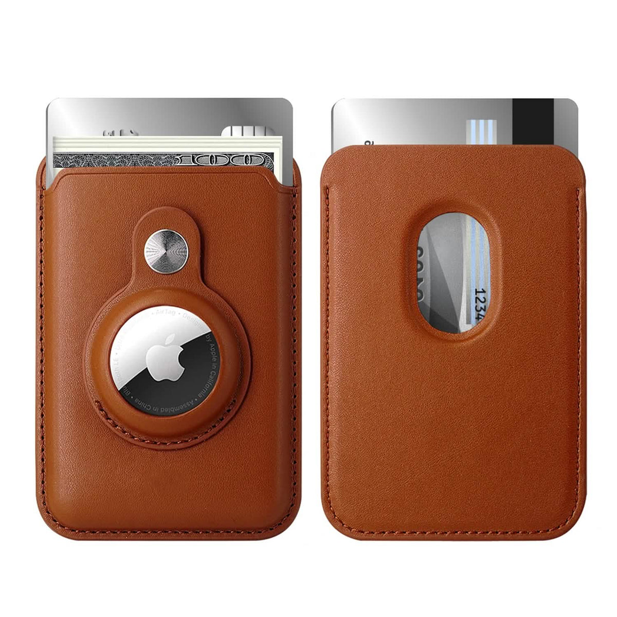 Cartera magnética MagSafe a presión con bloqueo RFID para tarjetas con bolsillo integrado para AirTag