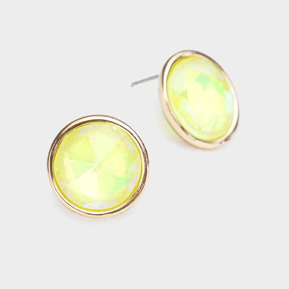 Round Stone Stud Earrings
