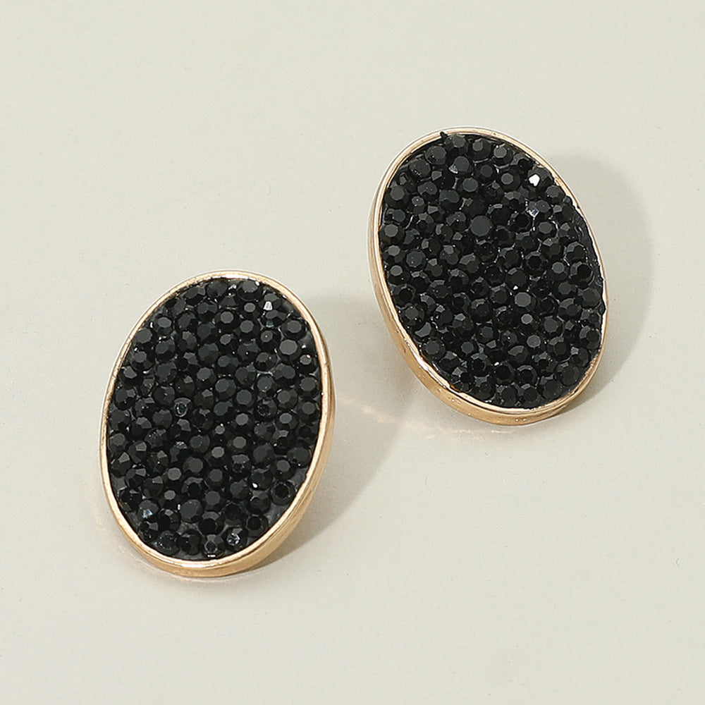 Rhinestone Embellished Oval Stud Earrings