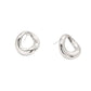 White Gold Dipped Modern Organic Ring Stud Earrings