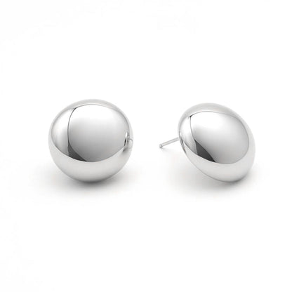 White Gold Dipped Classic Dome Stud Earrings