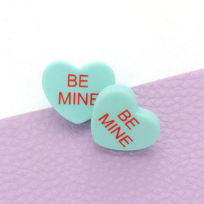 BE MINE Message Heart Stud Earrings