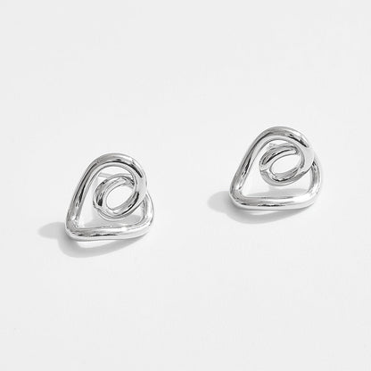 White Gold Dipped Heart Knot Stud Earrings