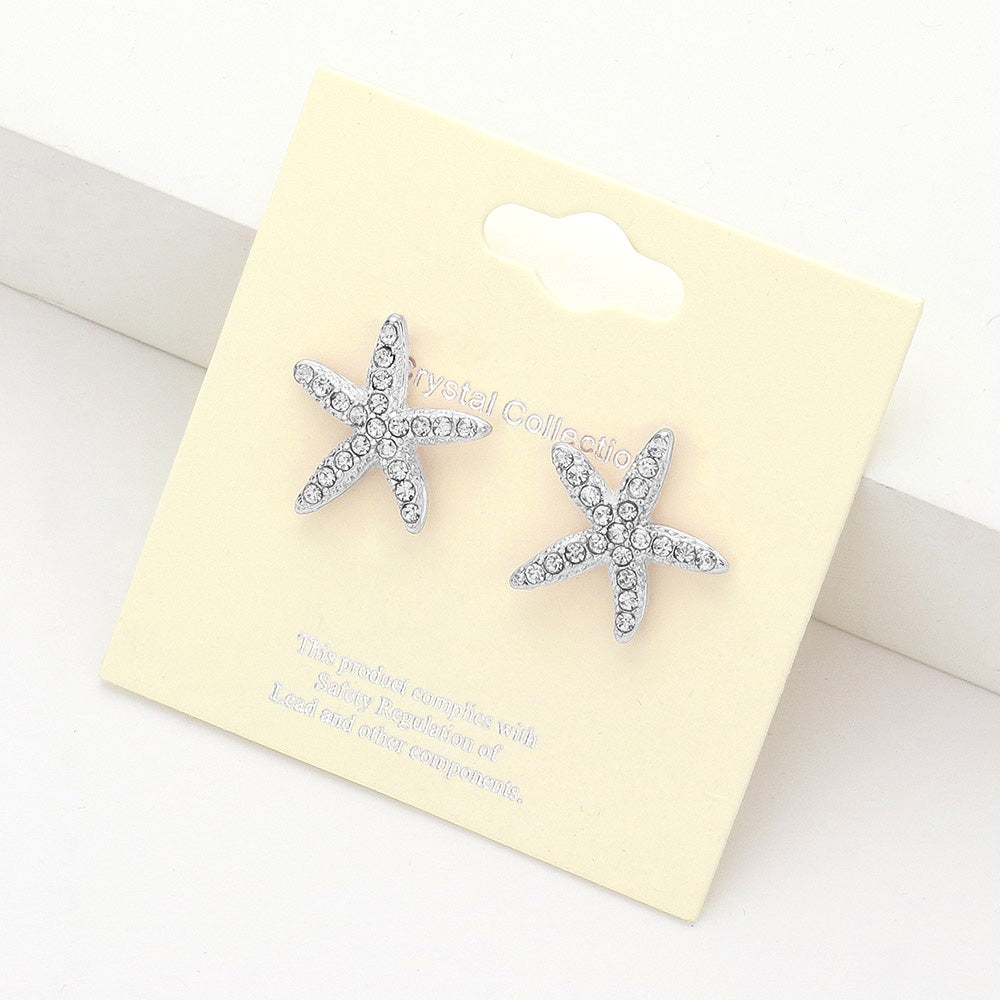Women's Crystal Starfish Stud Earrings