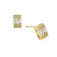 14K Gold Dipped Baguette CZ Pave Bar Stud Earrings