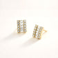 14K Gold Dipped Baguette CZ Cluster Stud Earrings