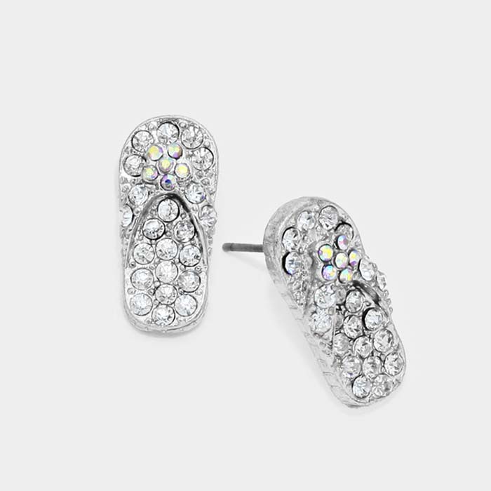 Crystal Pave Flip Flop Stud Earrings