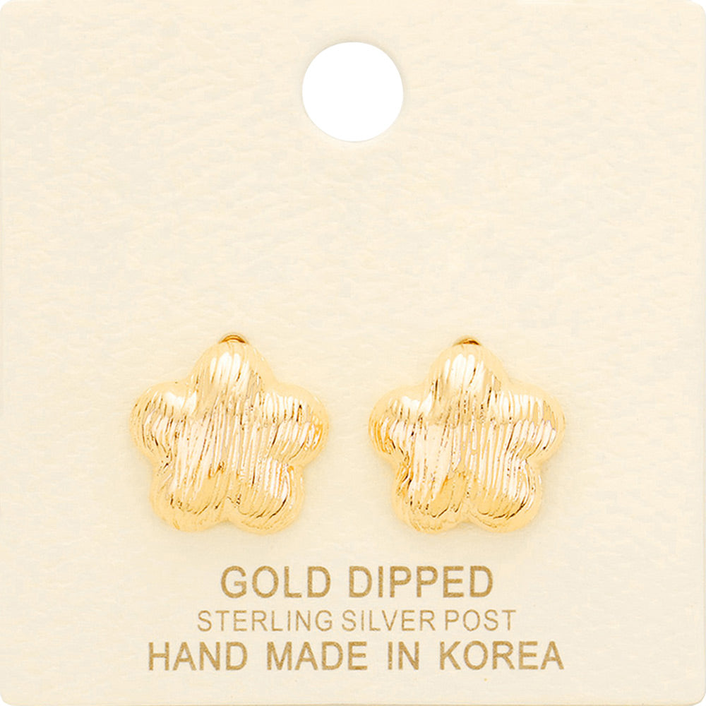 Gold Dipped Flower Stud Earrings