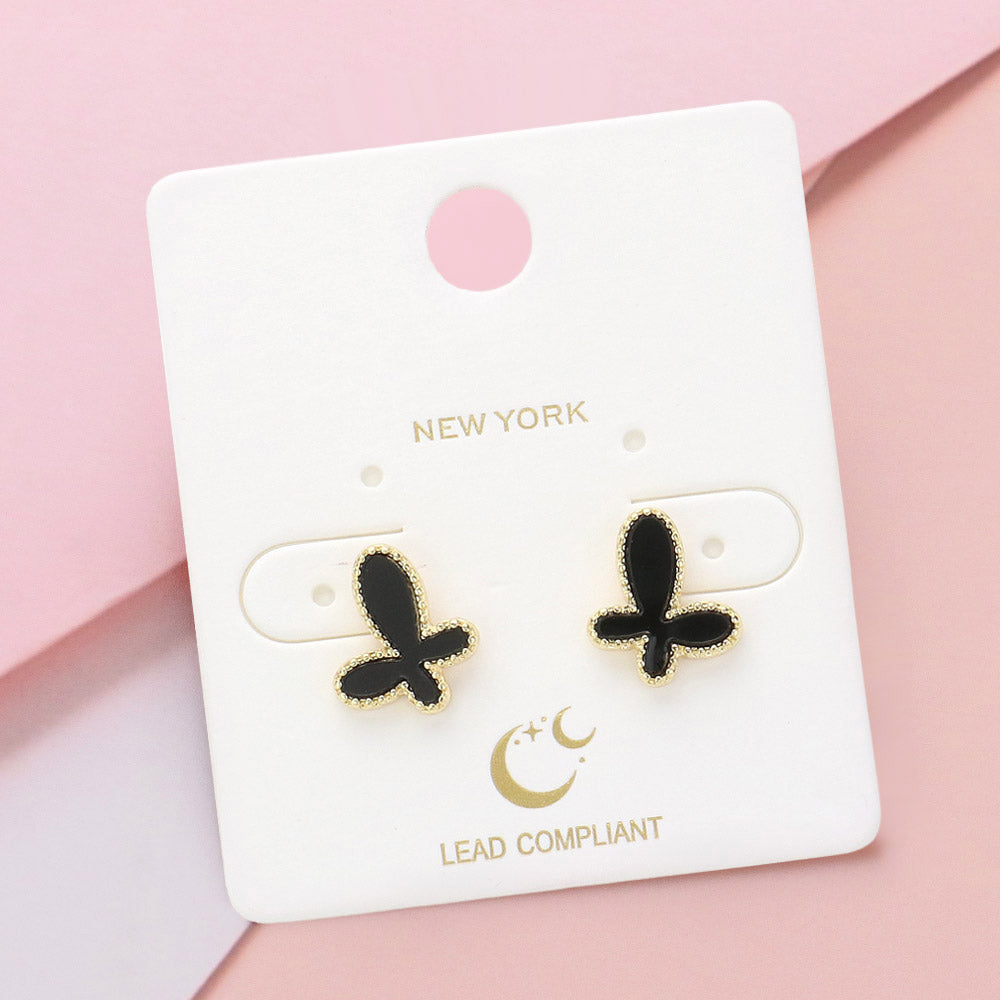 Enamel Butterfly Stud Earrings