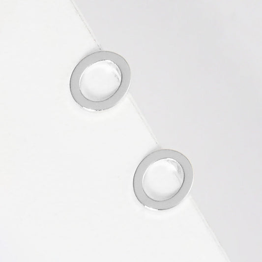 -O- White Gold Dipped Metal Initial Monogram Stud Earrings