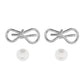 2Pairs - Metal Wire Bow Pearl Stud Earrings