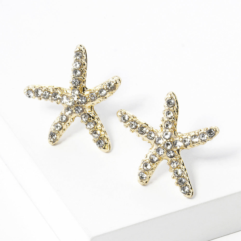 Women's Crystal Starfish Stud Earrings