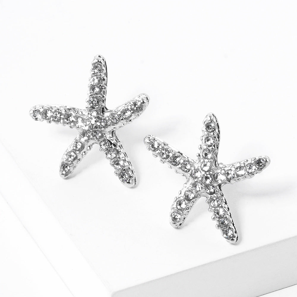 Women's Crystal Starfish Stud Earrings