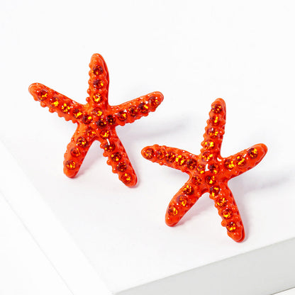 Women's Crystal Starfish Stud Earrings