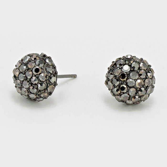 Crystal Pave Round Dome Stud Earrings