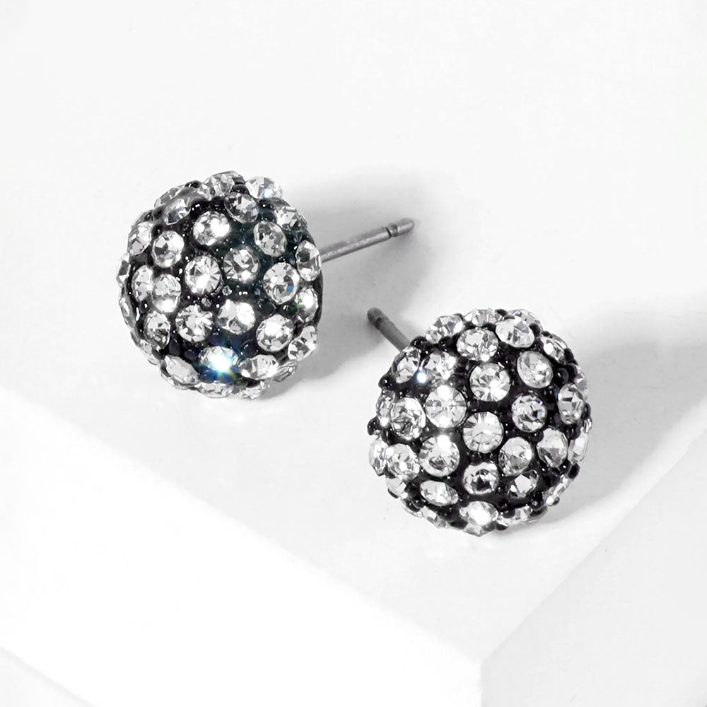 Crystal PaveD Round Dome Stud Earrings