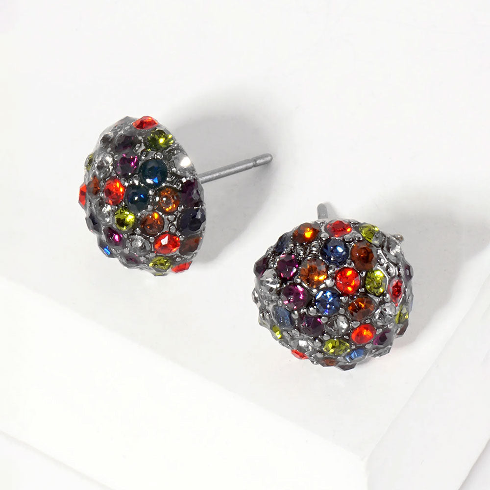 Crystal PaveD Round Dome Stud Earrings