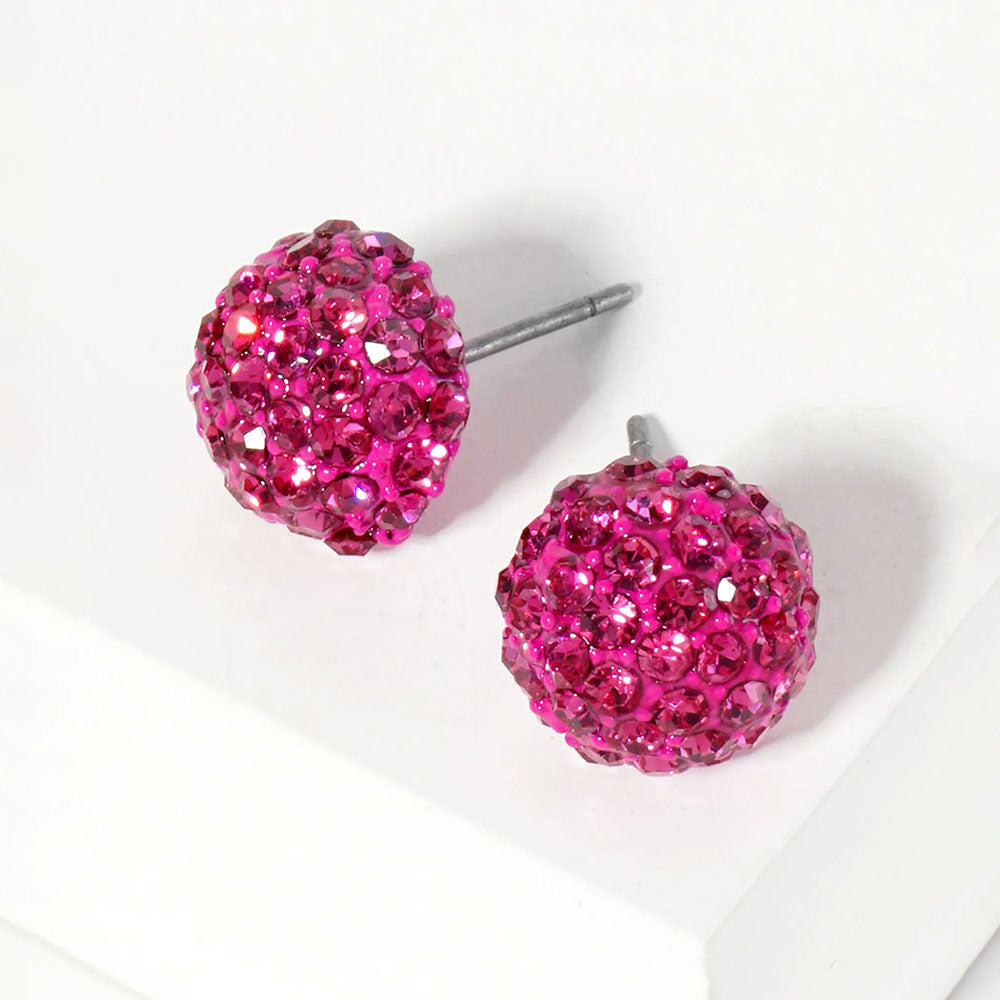 Crystal PaveD Round Dome Stud Earrings