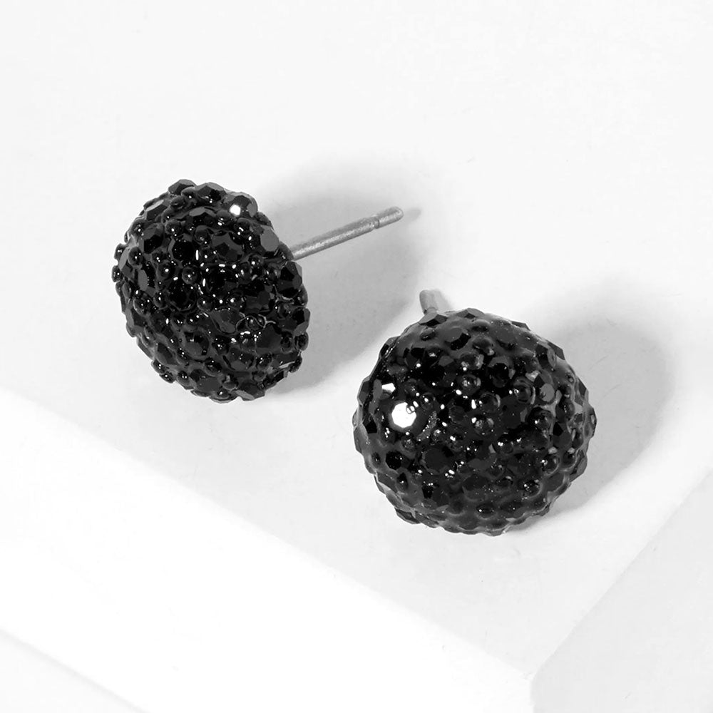 Crystal PaveD Round Dome Stud Earrings