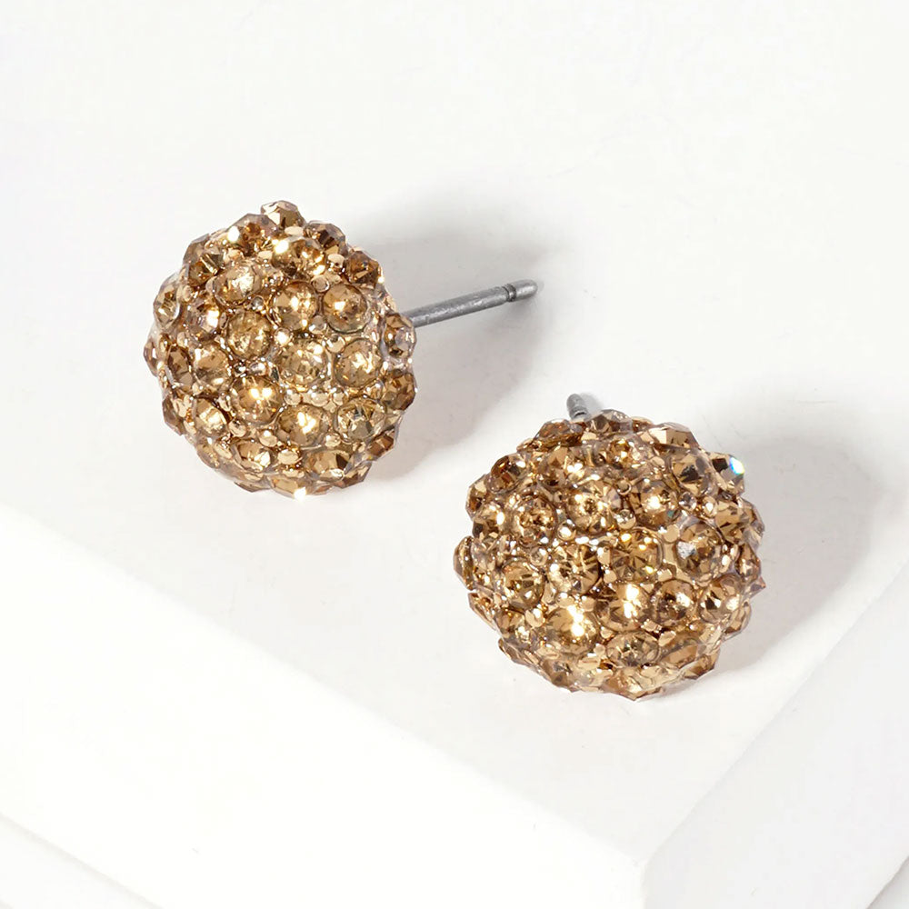 Crystal PaveD Round Dome Stud Earrings