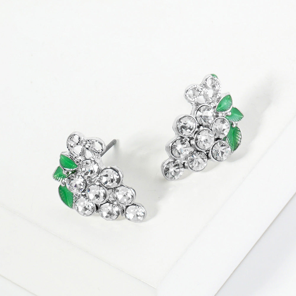 Crystal Grape Cluster Stud Earrings
