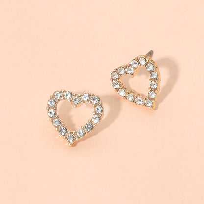 Stone Pave Open Heart Stud Earrings