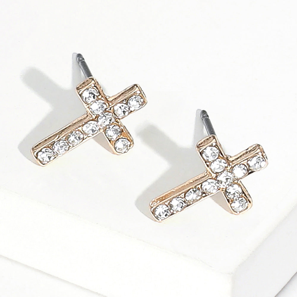 Crystal Cross Stud Earrings