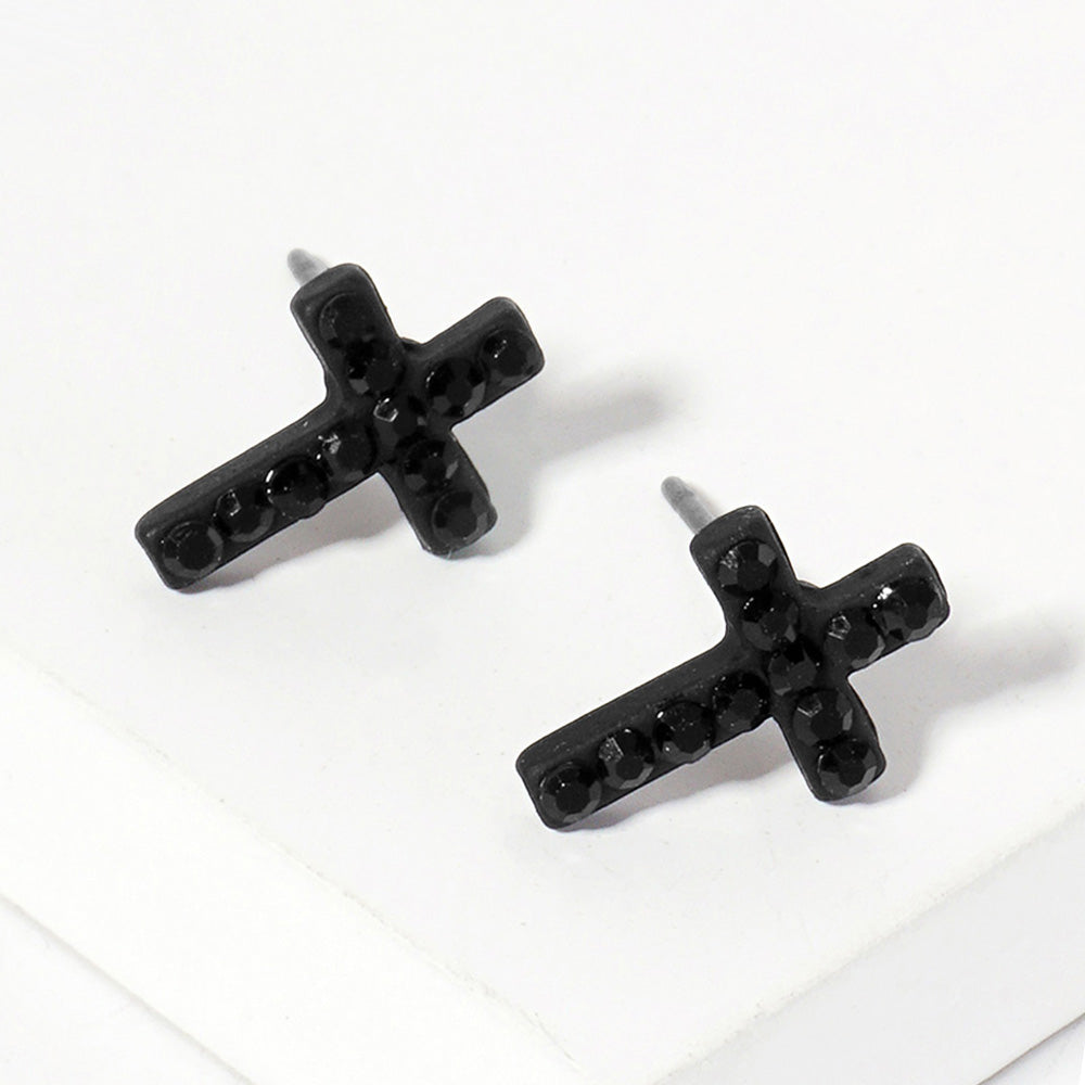 Crystal Cross Stud Earrings