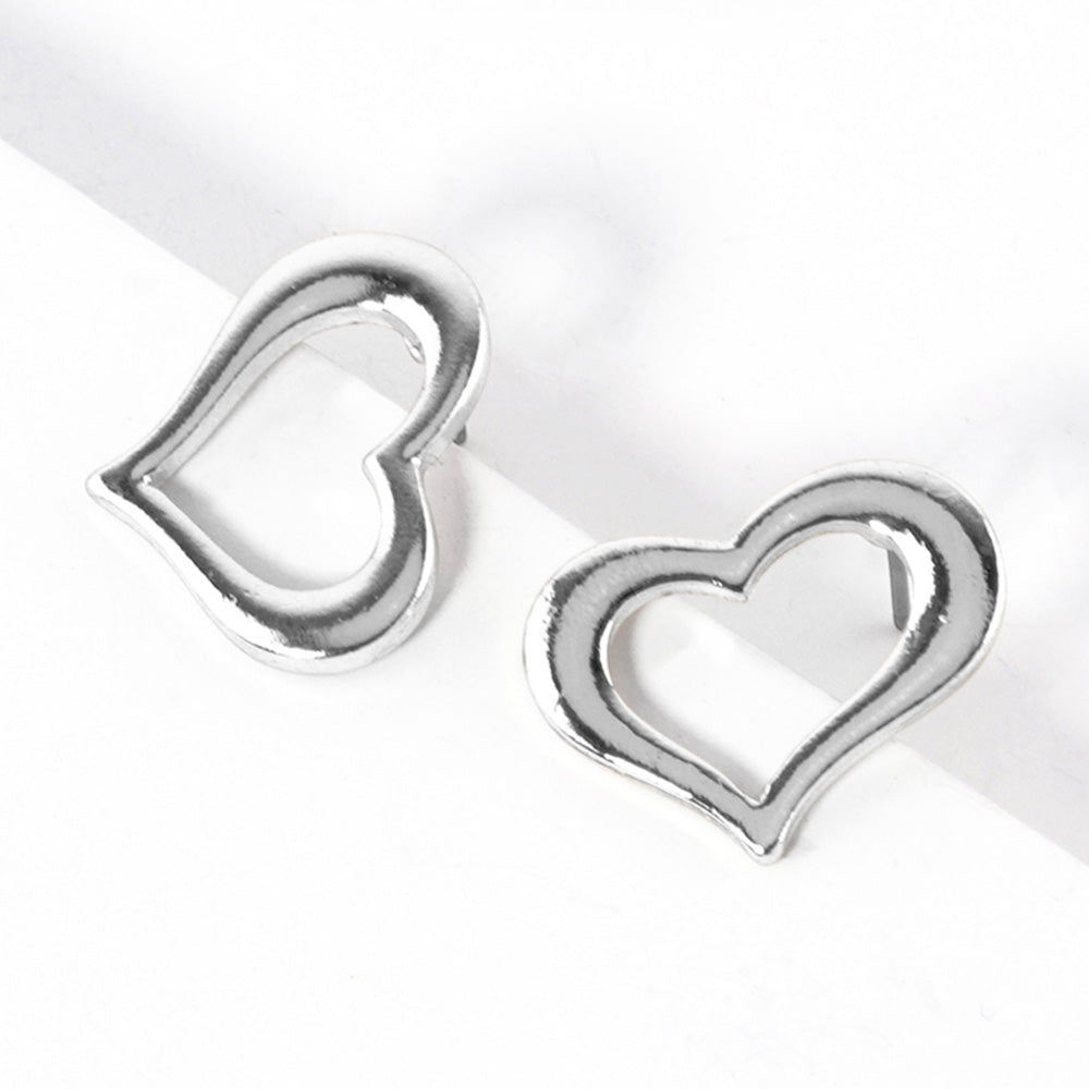 Open Heart Stud Earrings