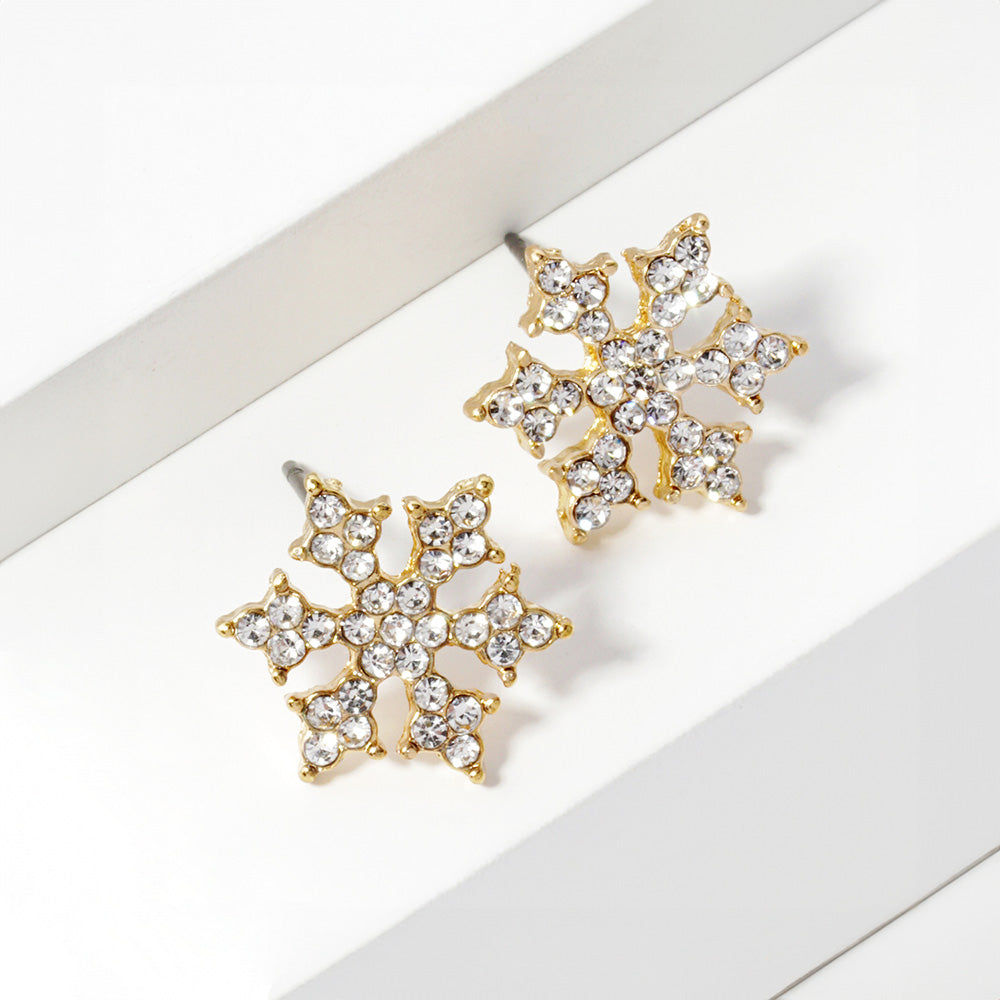 Crystal Paved Snowflake Stud Earrings