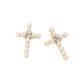 Rhinestone Center Pearl Beaded Cross Stud Earrings