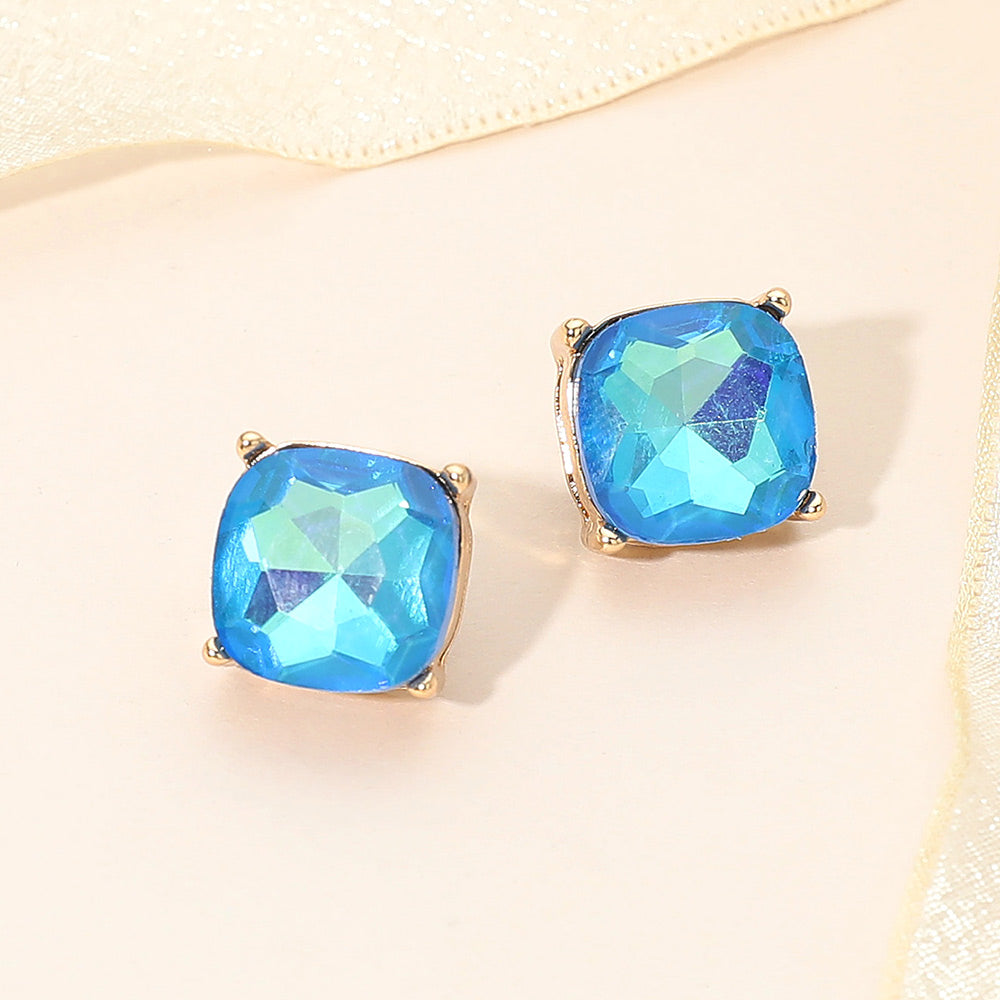 Women's Square Cushion Stud Earrings