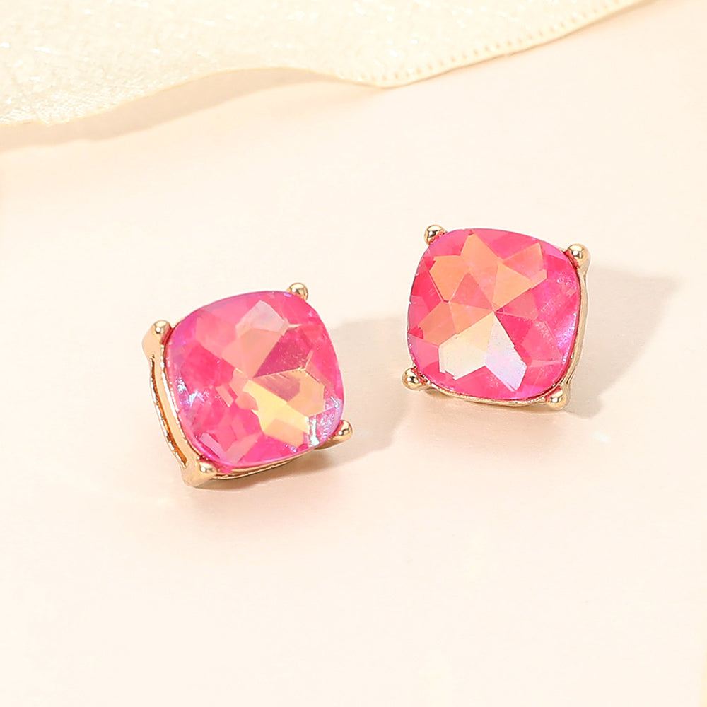 Women's Square Cushion Stud Earrings