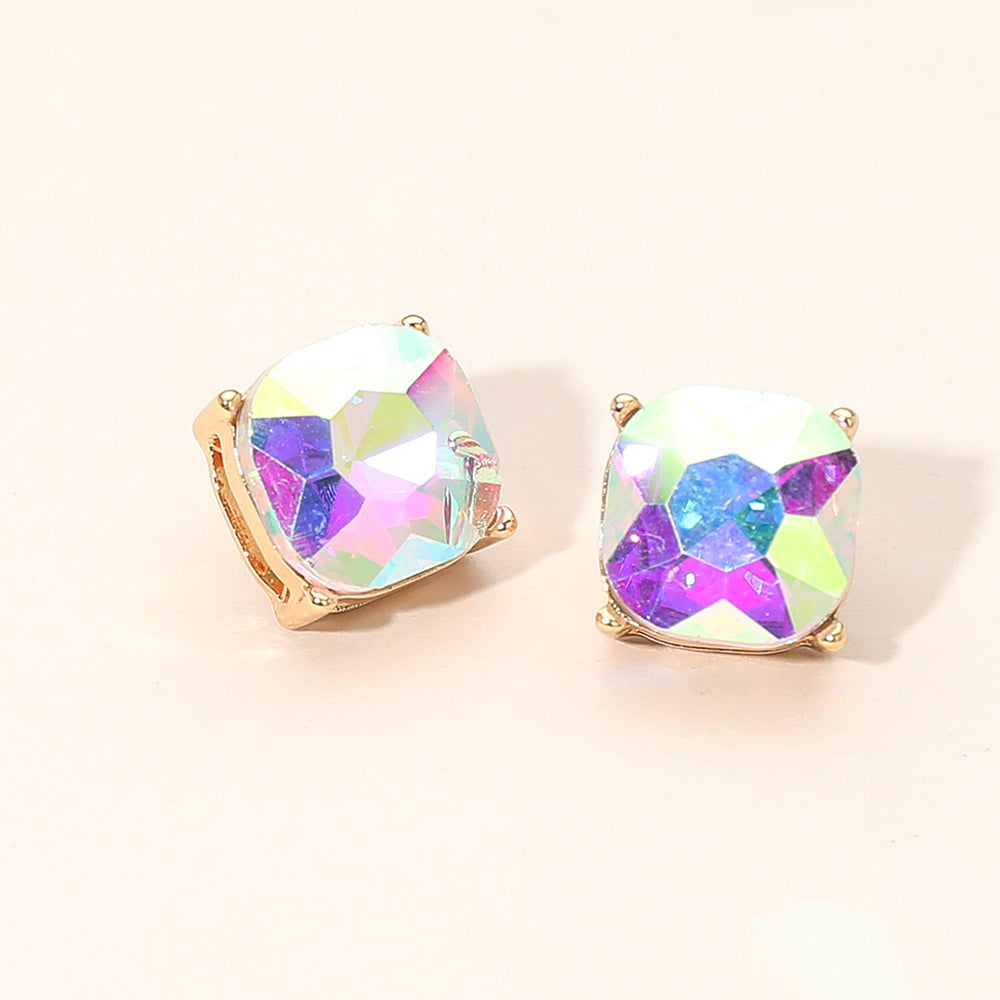 Women's Square Cushion Stud Earrings