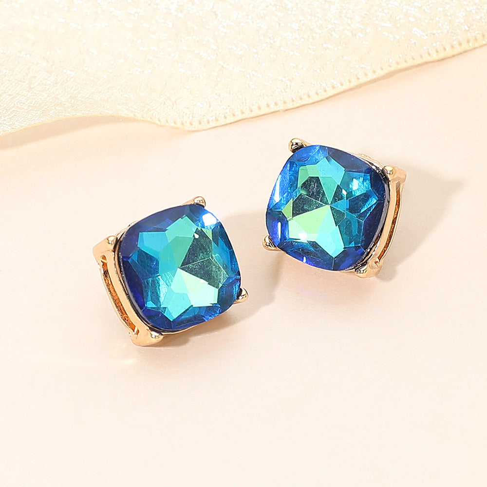 Women's Square Cushion Stud Earrings