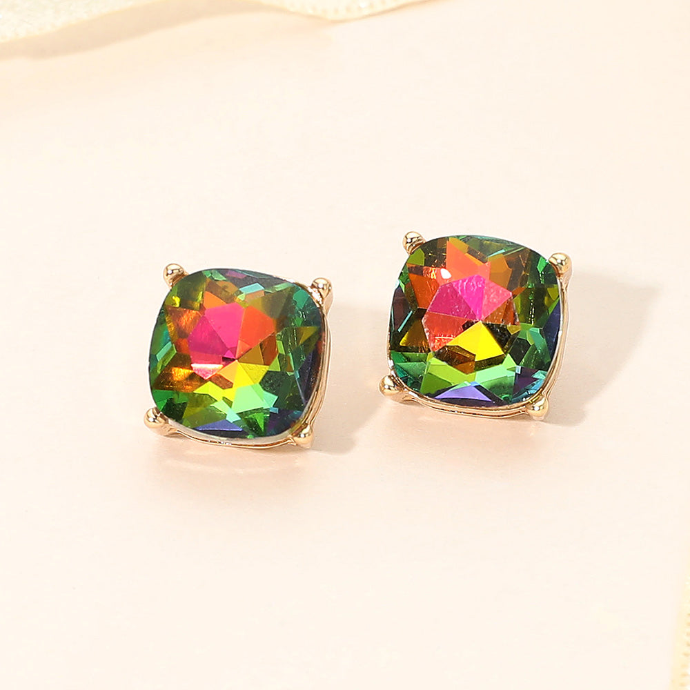 Women's Square Cushion Stud Earrings