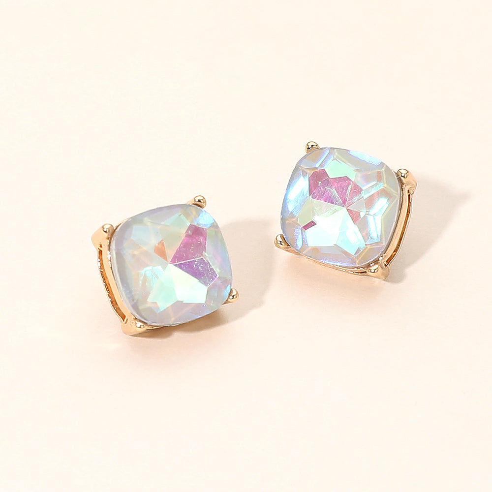 Women's Square Cushion Stud Earrings